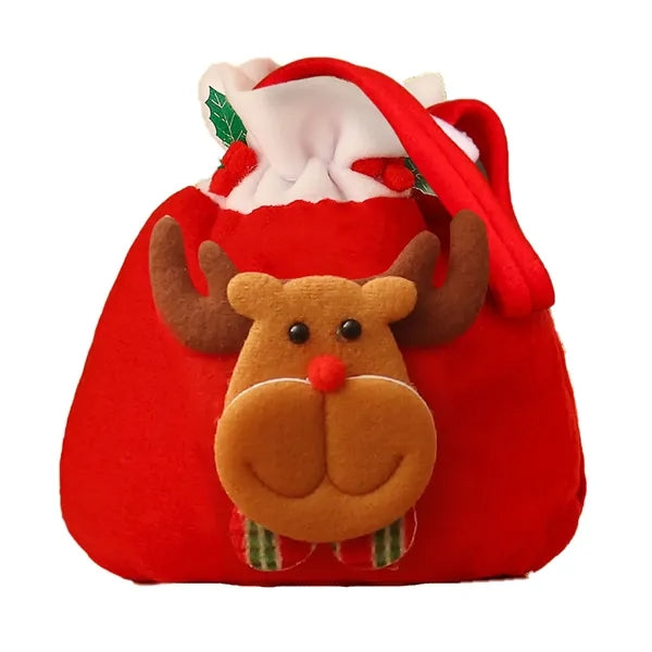 Drawstring Plush Santa Gift Bag