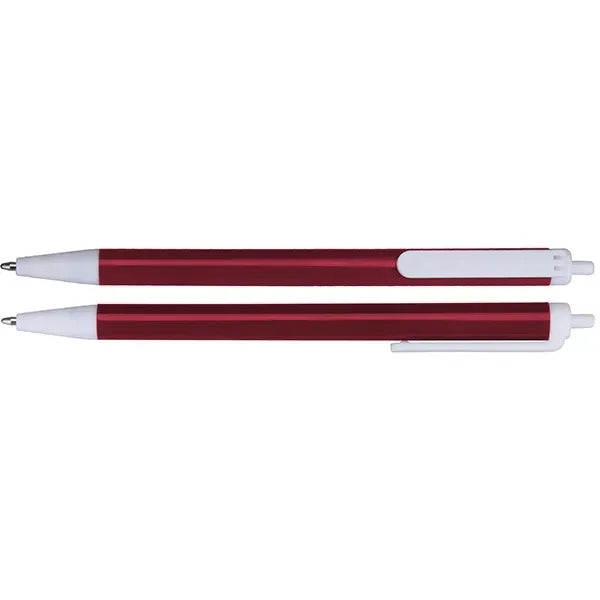 Click-action Ballpoint Pen w/ White Clip