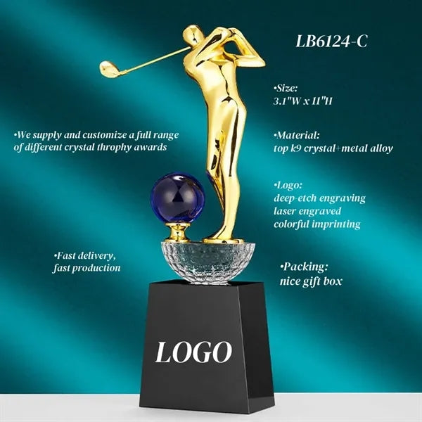 Crystal Golf Trophy Award Tournament Cup