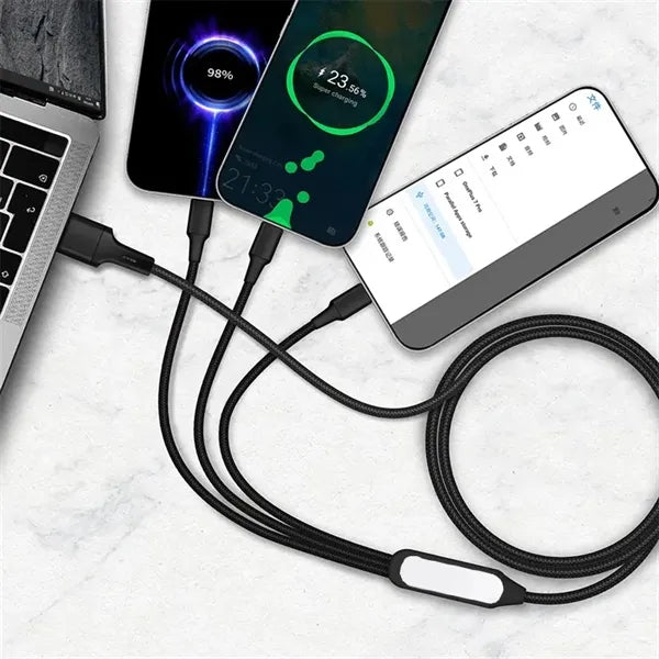 Multi 3 in 2 Charging Cables for Home and Travel With LED