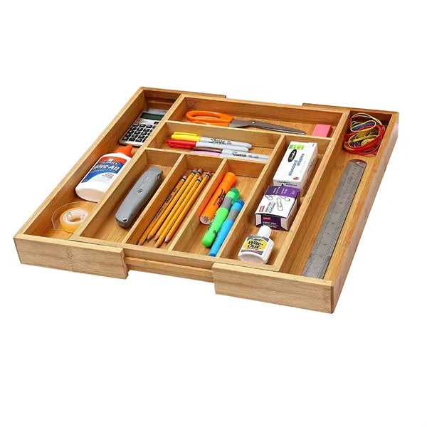 Bamboo Cutlery Flatware Organizer Expandable Kitchen Utensil