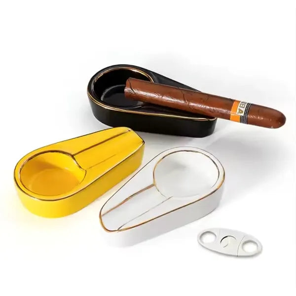 Portable Luxury Gilt Ceramic Cigar Ashtray Travel Ash Tray