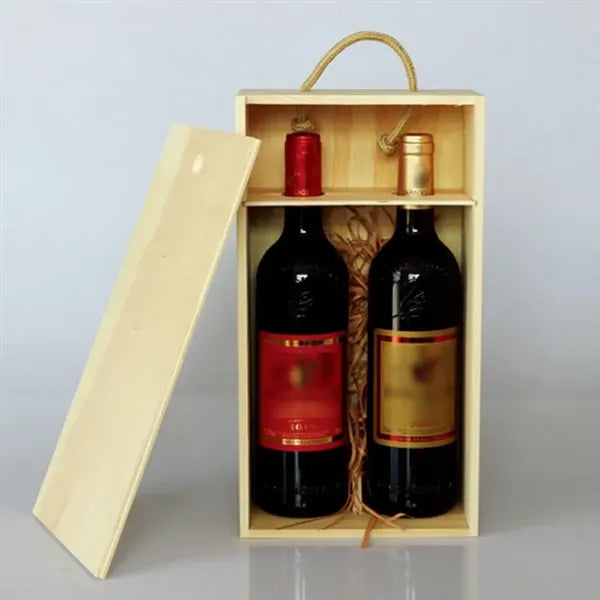 Wooden Wine Box with Rope
