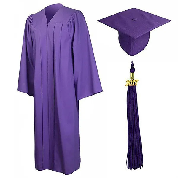 Matte Graduation Gown Cap Tassel Set 2024 for Bachelor