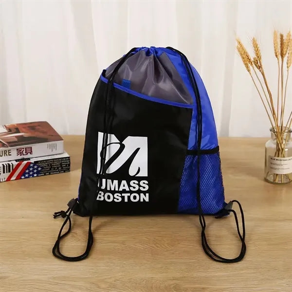 Drawstring Backpack With Two Front Pocket