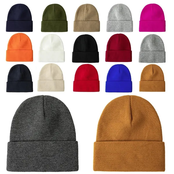 Solid Colored Knitted Hat Keeps Warm And Comfortable