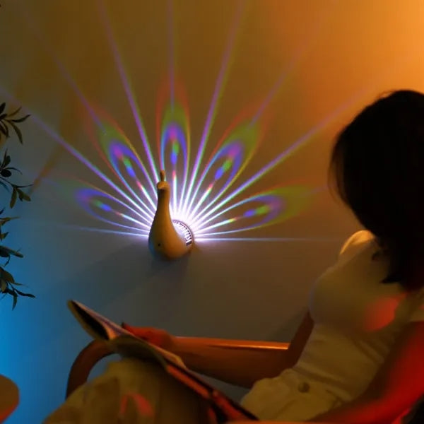 Colour Peacock Projection Desk Lamp