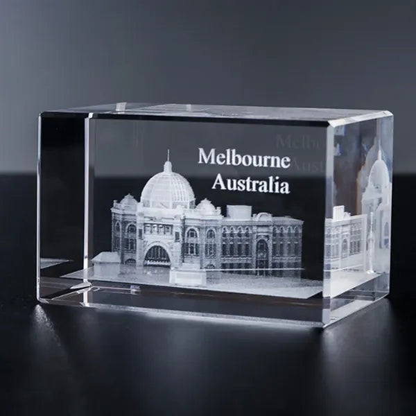 Rectangular 3D Laser Engraved Crystal Award