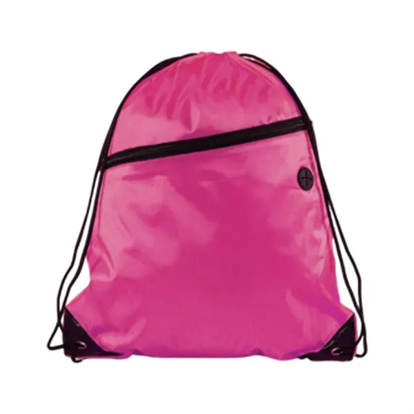 210D Polyester Drawstring BackPack With Front Zipper