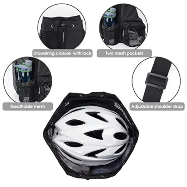 Unisex Swim Mesh Bag Drawstring Backpack with Wet Pocket