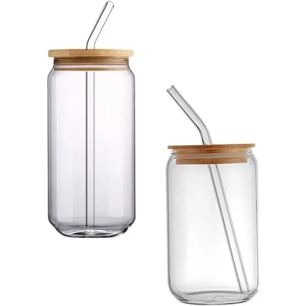 16oz Clear Glass Bamoboo Lid