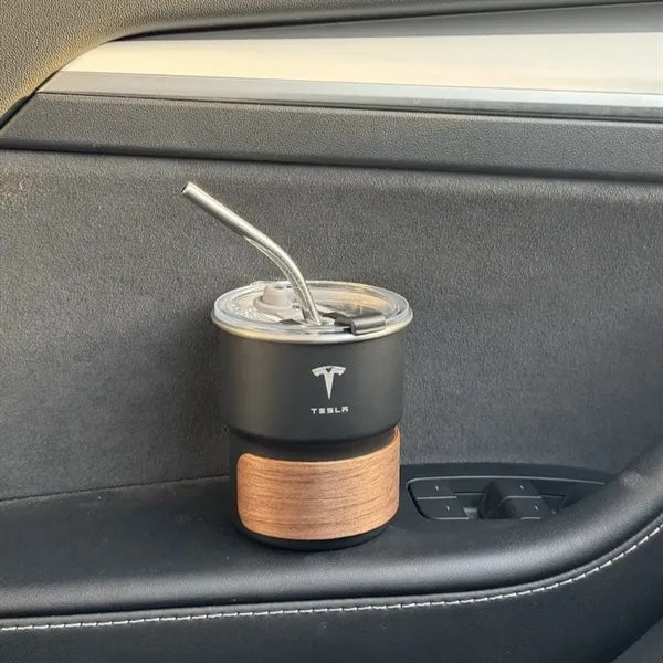 10oz Stainless Steel Mug with Wooden Sleeve and Lid