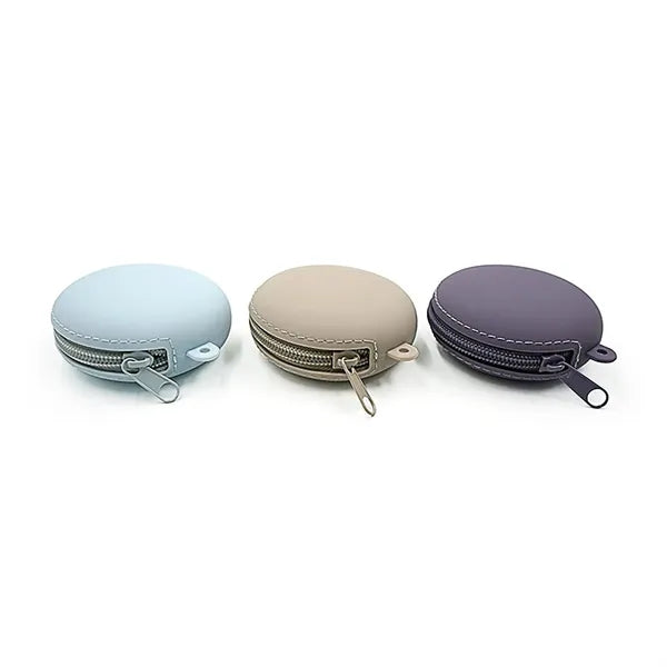 Round Silicone Coin Purse Earphone Storage Bag
