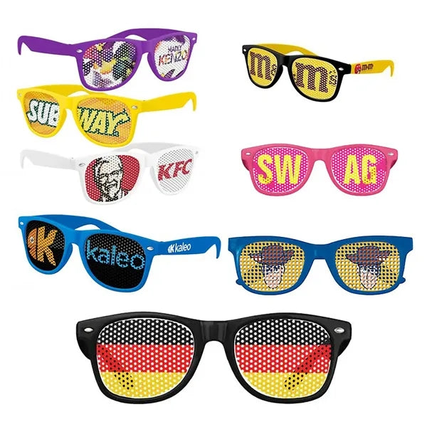 Pad Printed Neon Blue Billboard Sunglasses