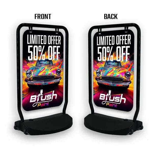 Swing sign frame with double sided imprint