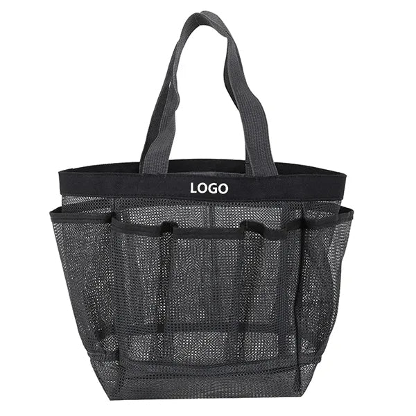Beach Mesh Tote with Zipper and Pockets