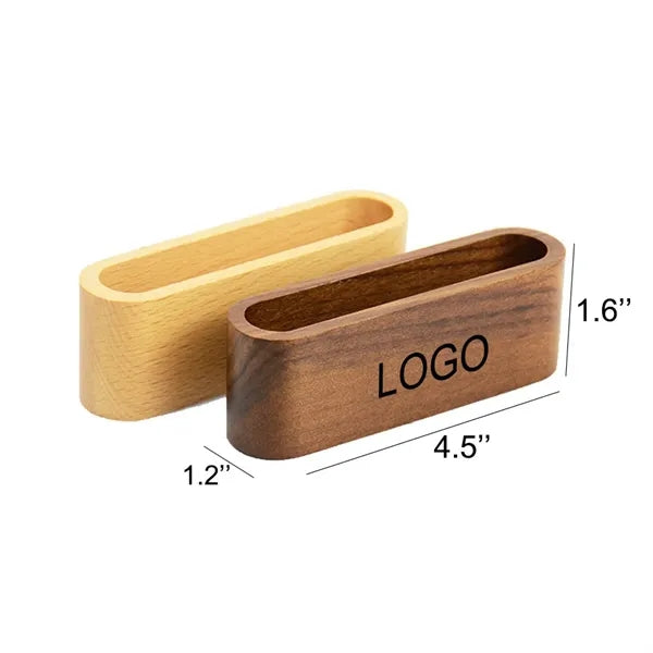 Wooden Business Card Case with Pen Hole Brackets