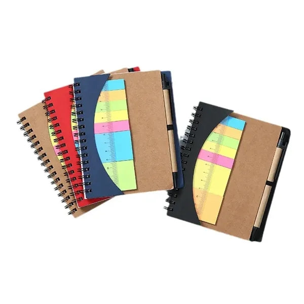 Spiral Notebook W/Pen Ruler And Sticky Notes
