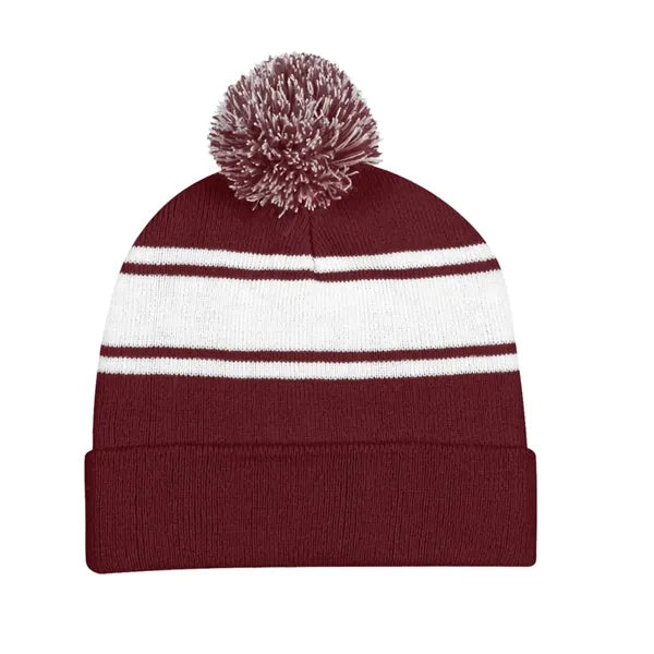 Knit Pom Beanie With Cuff