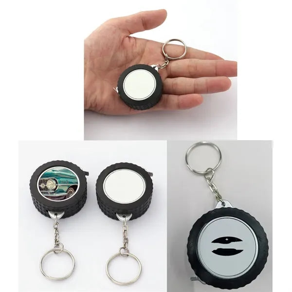Wheel Keychain w/ Tape Measure - Heat Transfer