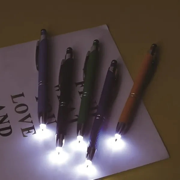 Multi -Function Stylus Touch Ballpoint Pen With LED Light