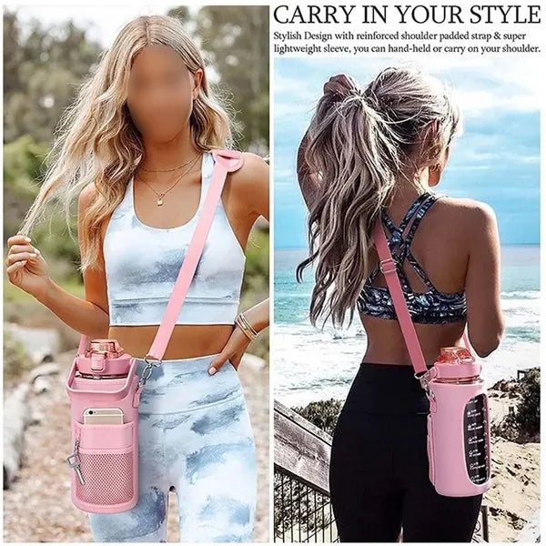 67oz Durable Outdoor Hiking Water Bottle and Holder Bag Set