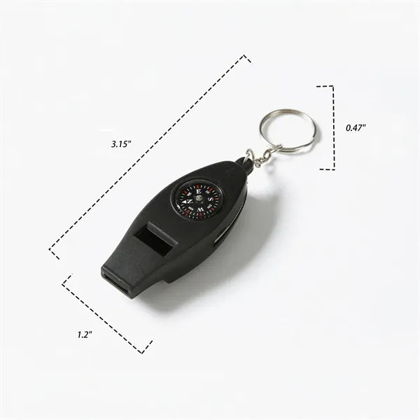 Outdoor Safety Whistle Keychain With Compass