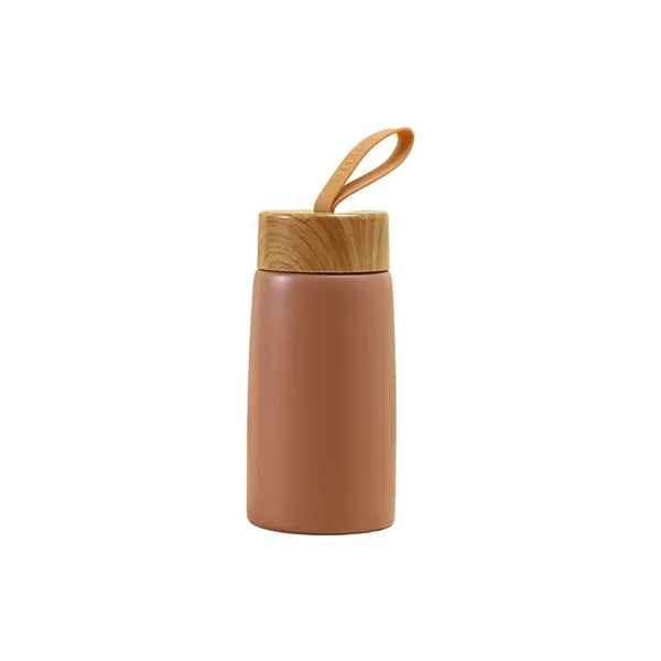 9Oz Portable Thermos With Wood Grain Lid