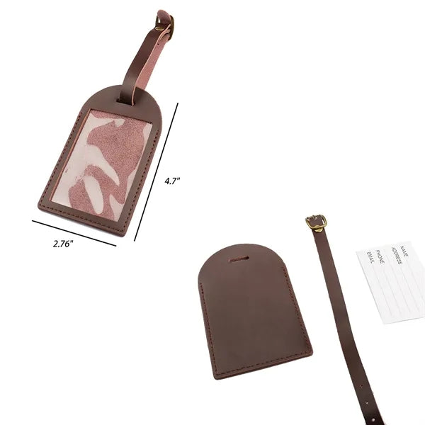Genuine Leather Luggage Tags With Metal Buttons