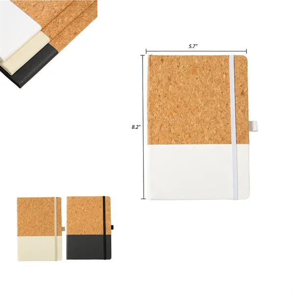 A5 Cork and PU Patchwork Notebook with Strap