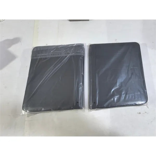 Zippered Black A4 PU Leather Padfolio Binder Padded cover