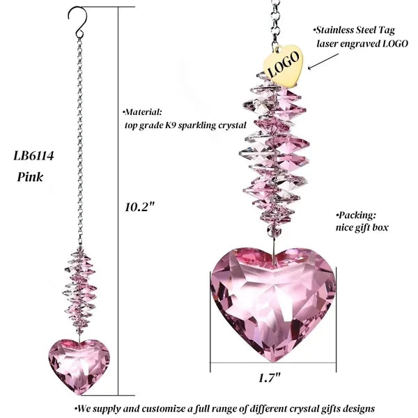 Heart Crystal Ball Prism Suncatcher Garden Hanging Decor