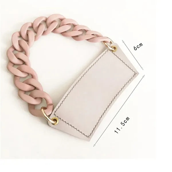 Leather Coffee Cup Sleeve With Pearl Chain Strap