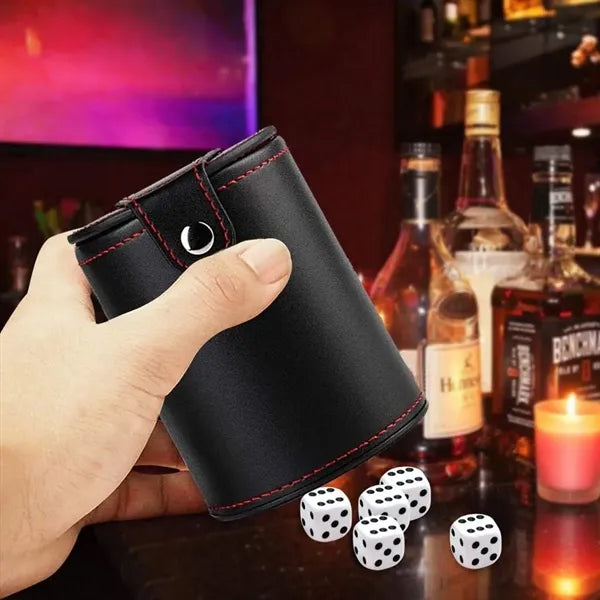 PU Leather Dice Cup with Storage