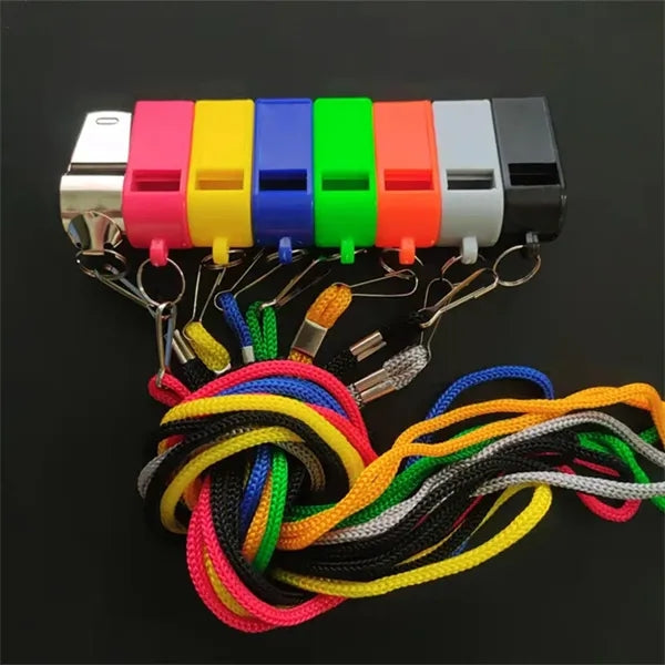 Plastic Sports Whistles with Lanyard