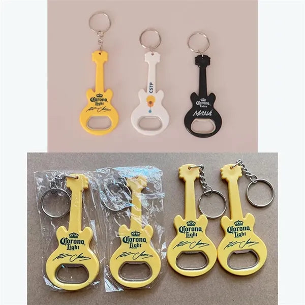 Plastic Guitar Bottle Opener Keychain