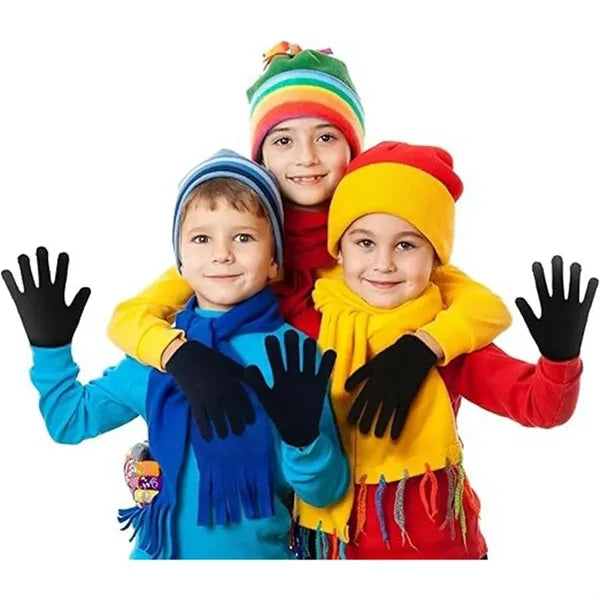 Kids Winter Warm Full Fingers Knit Gloves