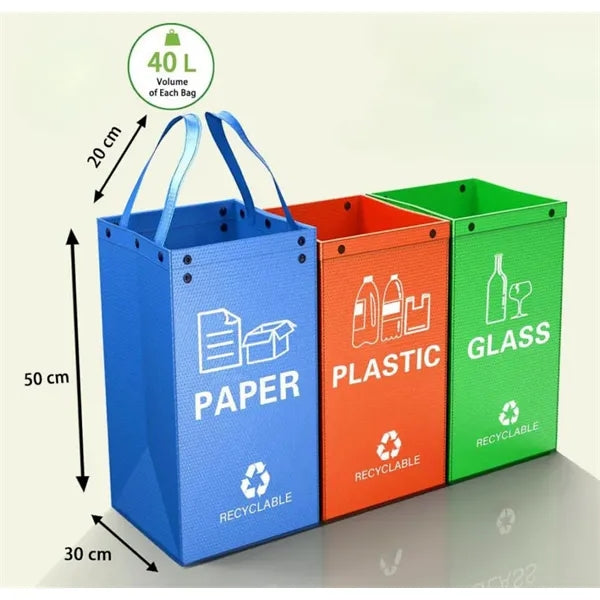Large Recycling Waste Bin Bags Trash Sorting Organizer
