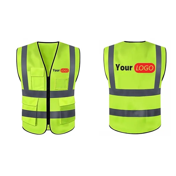 Safety Vest with Reflective Strips and Zipper Closure