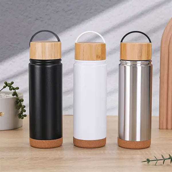 18oz Custom Logo Direct Drinking Vacuum Flask Bamboo Lid