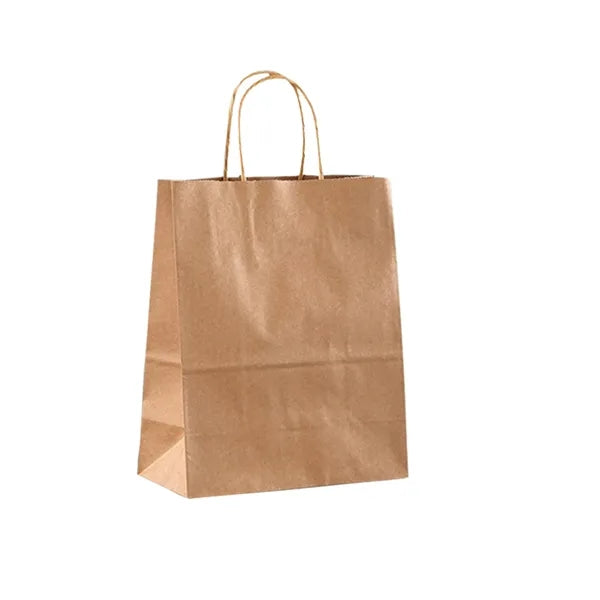 Kraft Paper Gift Bag With Foldable Bottom And Handles