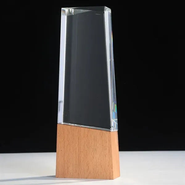 Crystal Trophy With Wooden Base