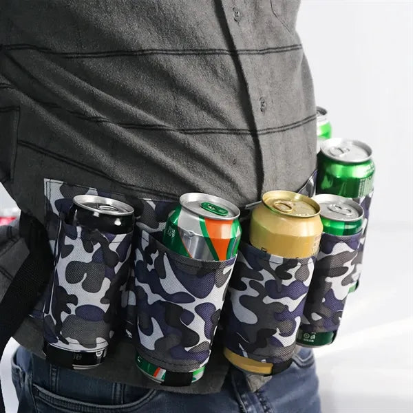 6 Pack Adjustable Camouflage Beer Holster Belt