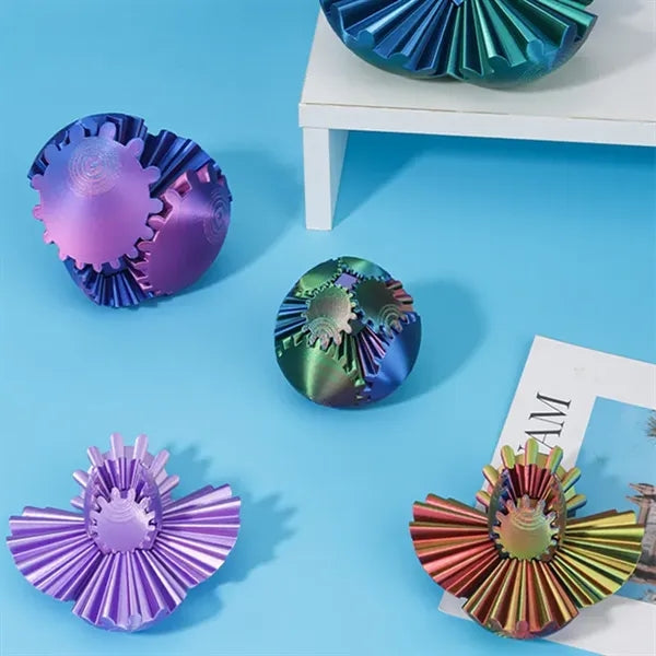 3D Printed Gear Spin Stress Relief Ball Cube Fidget Toy