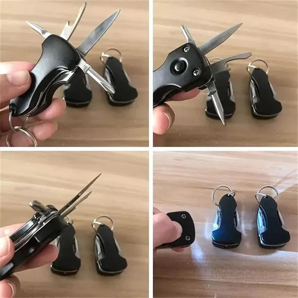 Multifunctional Six-In-One Foldable Keychain Tool Knife