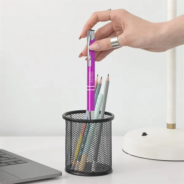 Retractable Metal Ballpoint Pen With Black Ink