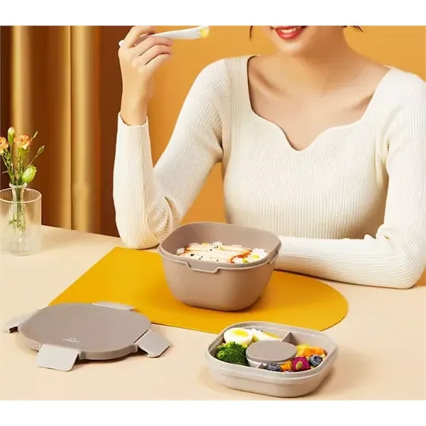 Silicone Salad Bowl Lunch Box with Fork
