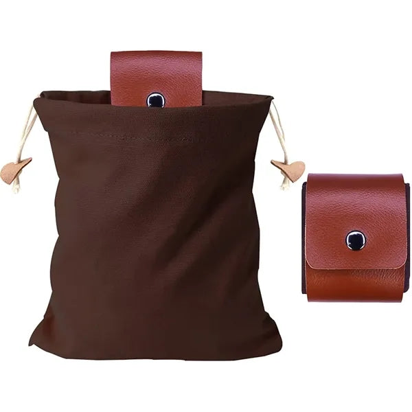 Portable PU Leather Foraging Pouch With Drawstring