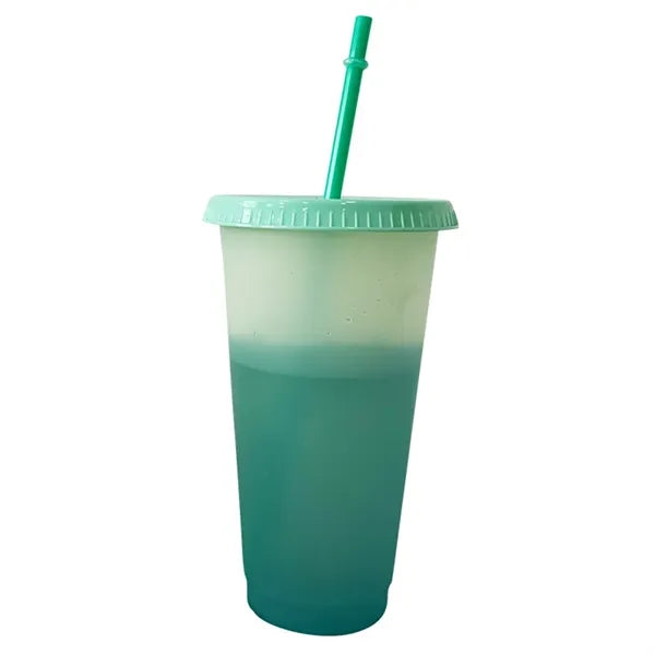 24 Oz Color Changing Cup With Lid And Straw