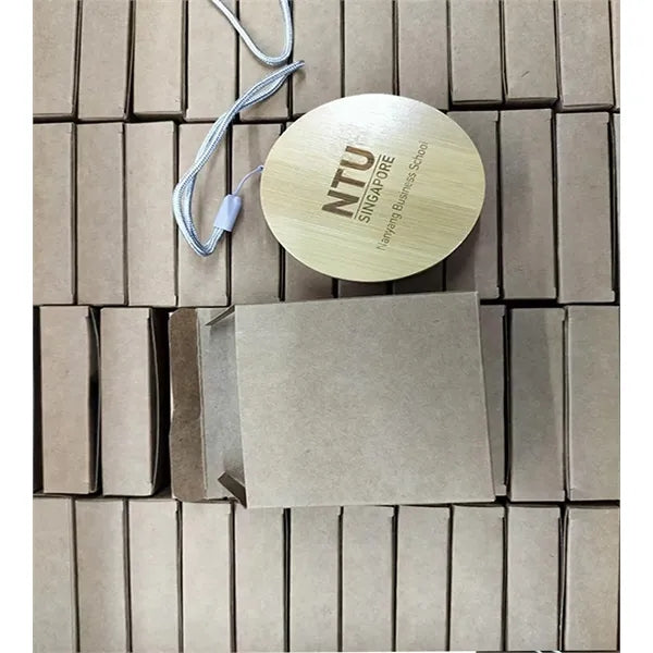 Round Bamboo Multi-Function Data Cable Storage Box